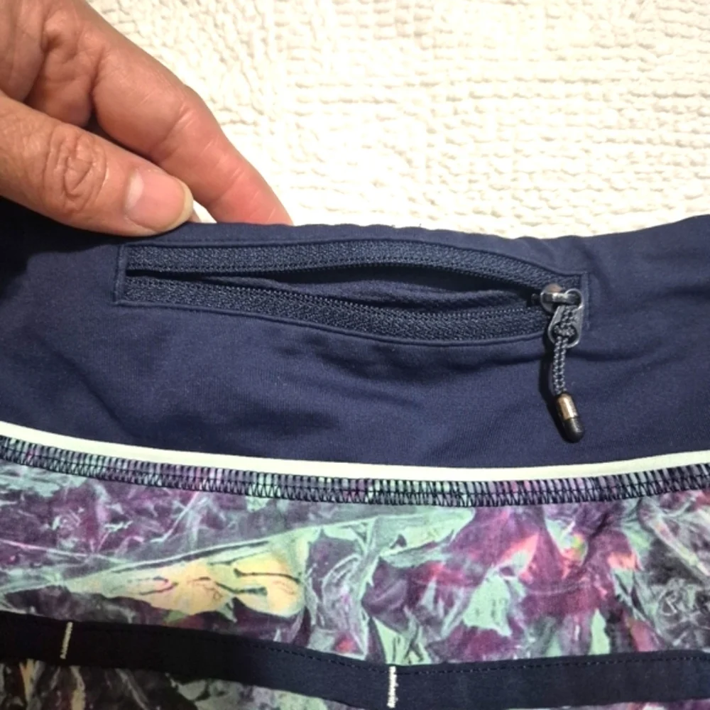 Lululemon Athletica Purple and Green Athletic Shorts with Split Leg Design#6